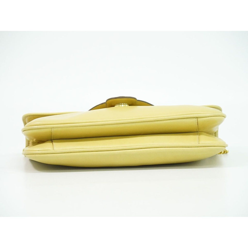 Celine Leather Chain Shoulder Bag Yellow — view 3