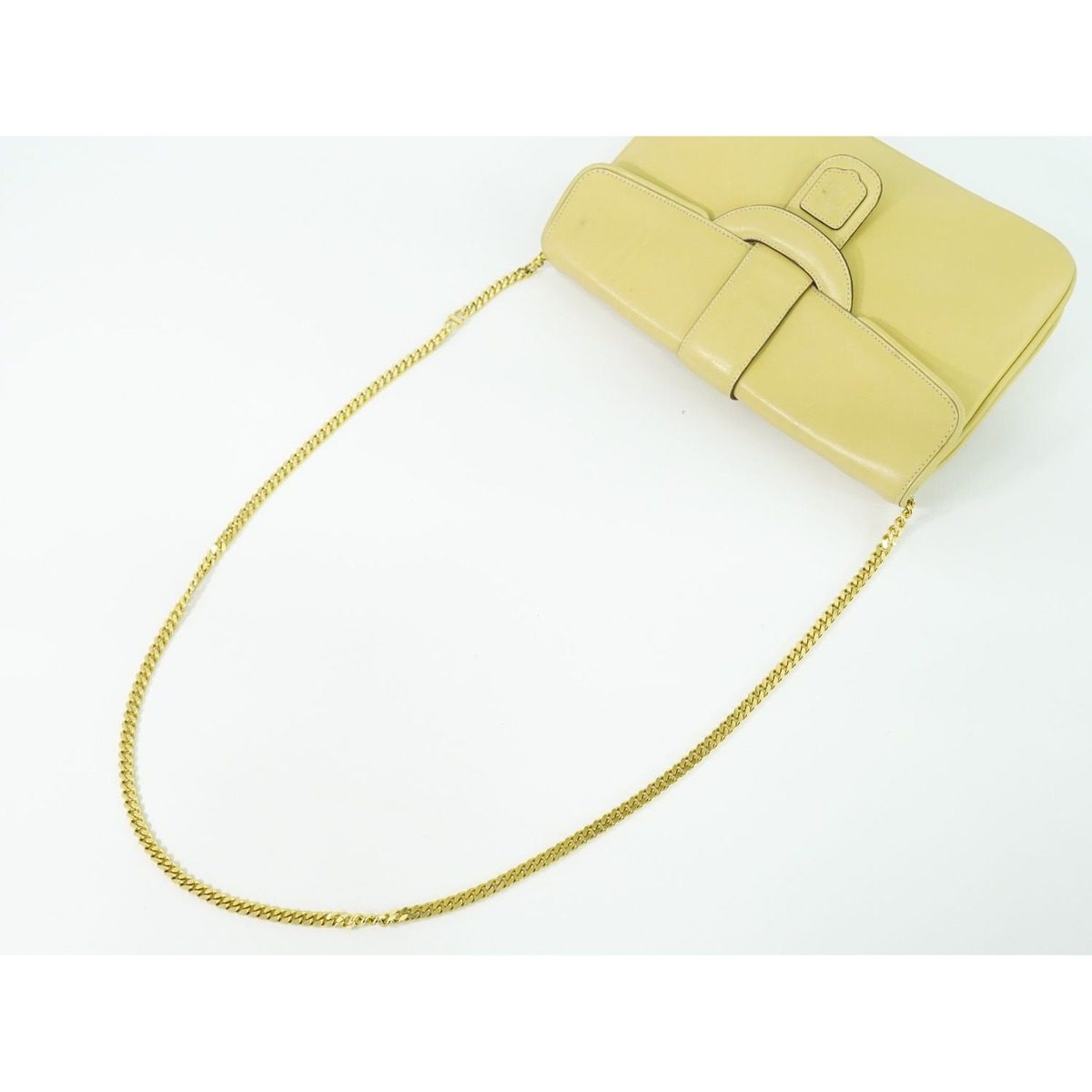 Celine Leather Chain Shoulder Bag Yellow — view 4