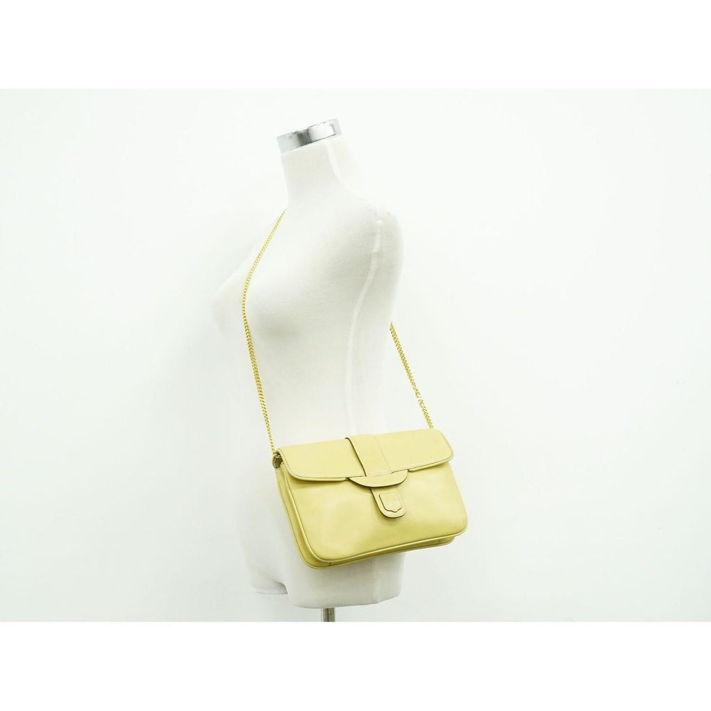 Celine Leather Chain Shoulder Bag Yellow — view 6