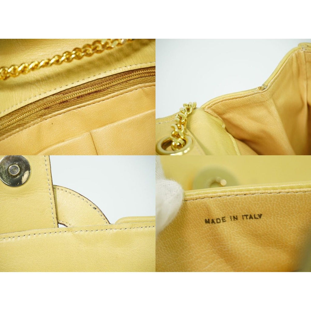 Celine Leather Chain Shoulder Bag Yellow — view 9