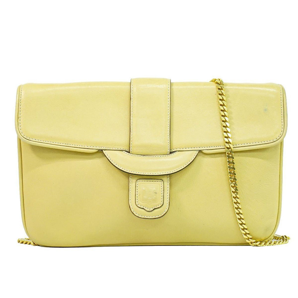 Celine Leather Chain Shoulder Bag Yellow