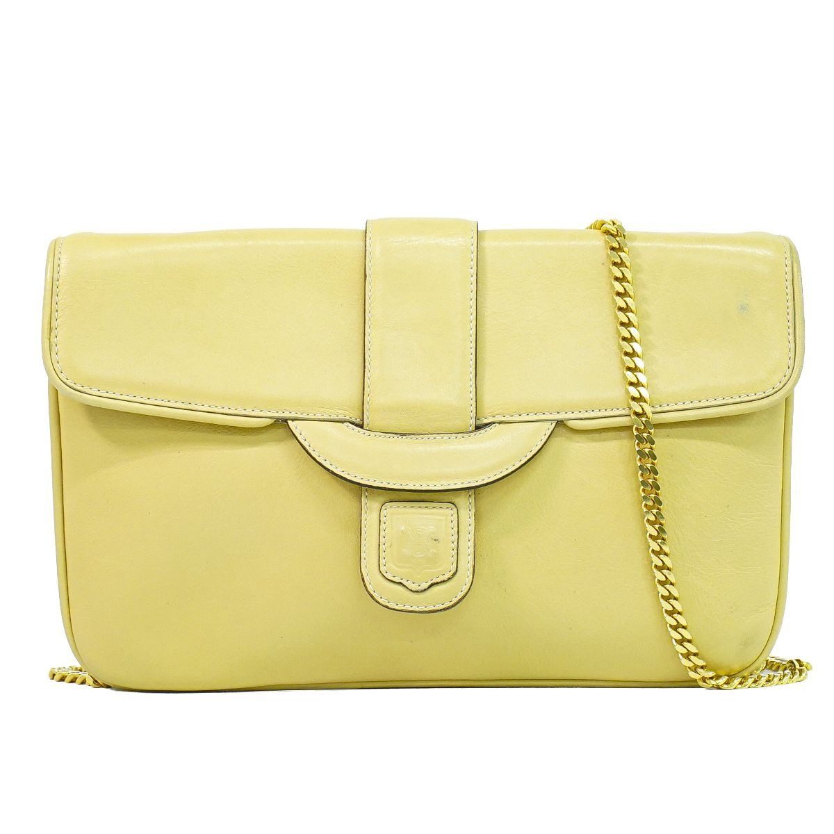 Celine Leather Chain Shoulder Bag Yellow