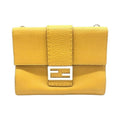 Fendi Shoulder Bag Flat Baguette Medium 7 Va524 FF Logo Yellow Silver Hardware