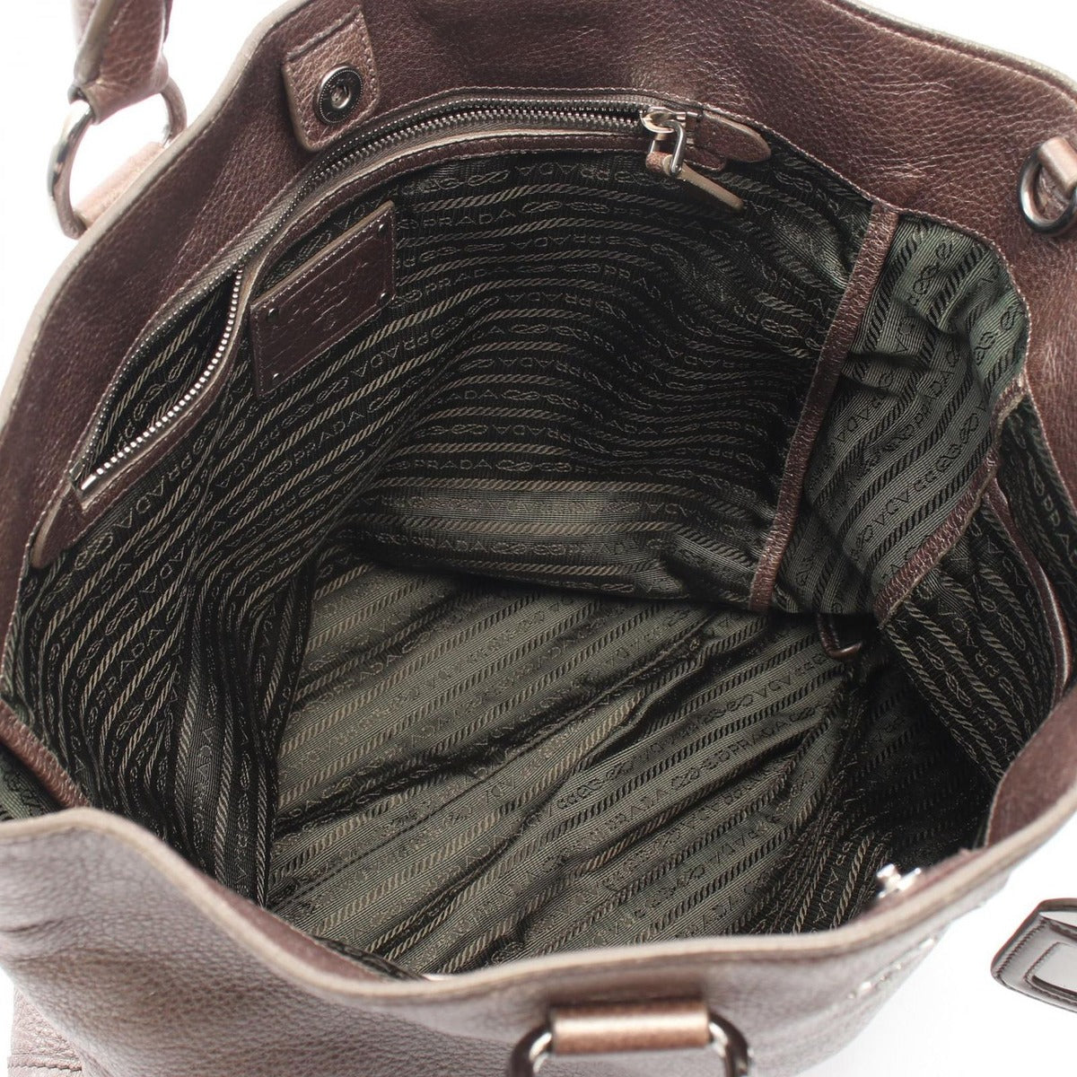 Prada Tote Bronze Leather Vittelo Daino — view 3