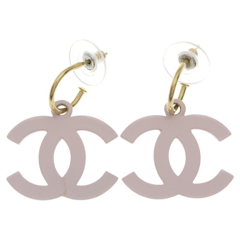 Chanel CC Logo Swing Earrings Pink