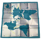 Hermes Carre 90 Scarf Map Pattern Silk Blue Box — view 2