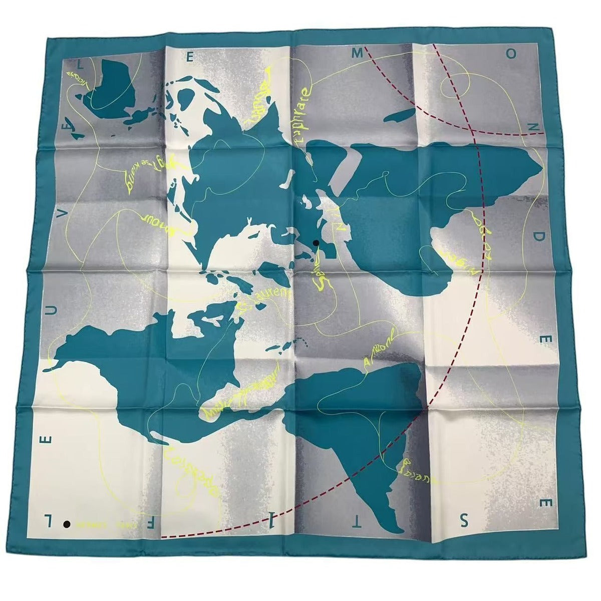 Hermes Carre 90 Scarf Map Pattern Silk Blue Box — view 2