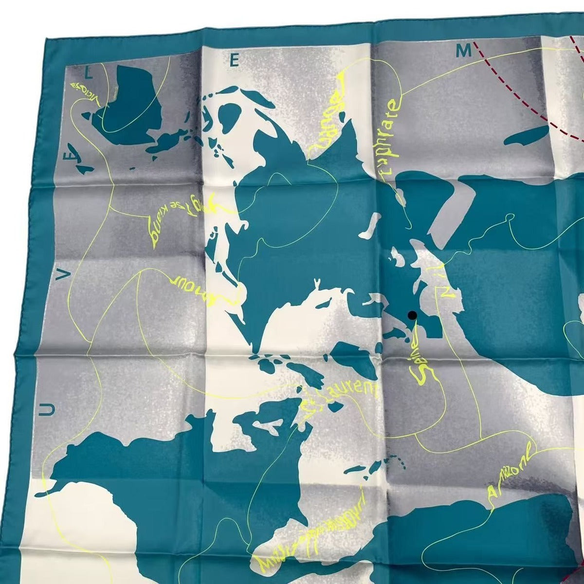 Hermes Carre 90 Scarf Map Pattern Silk Blue Box — view 3
