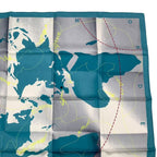 Hermes Carre 90 Scarf Map Pattern Silk Blue Box — view 4