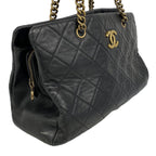 Chanel Chain Tote Quilted Lambskin Black Gold — view 2