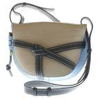 Loewe Gate Dual Small Shoulder Bag Sand Blue Leather Gold Greige Navy