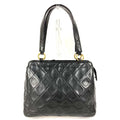 Chanel Handbag Logo Quilted Leather Black