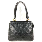 Chanel Handbag Logo Quilted Leather Black