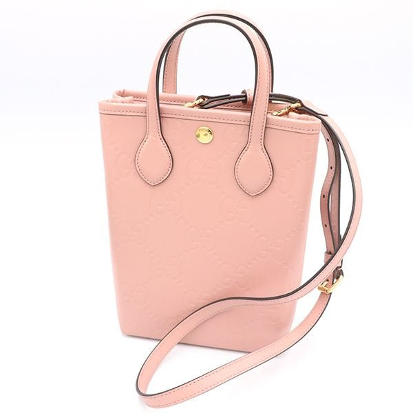 Gucci Pink Leather GG Super Mini 2-Way Handbag