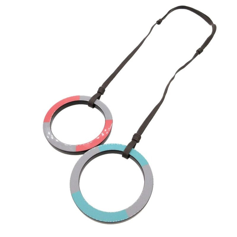 Hermes Mikado Horn & Lacquer Necklace Lacquerwood Gray Pink Green 1400 — view 2