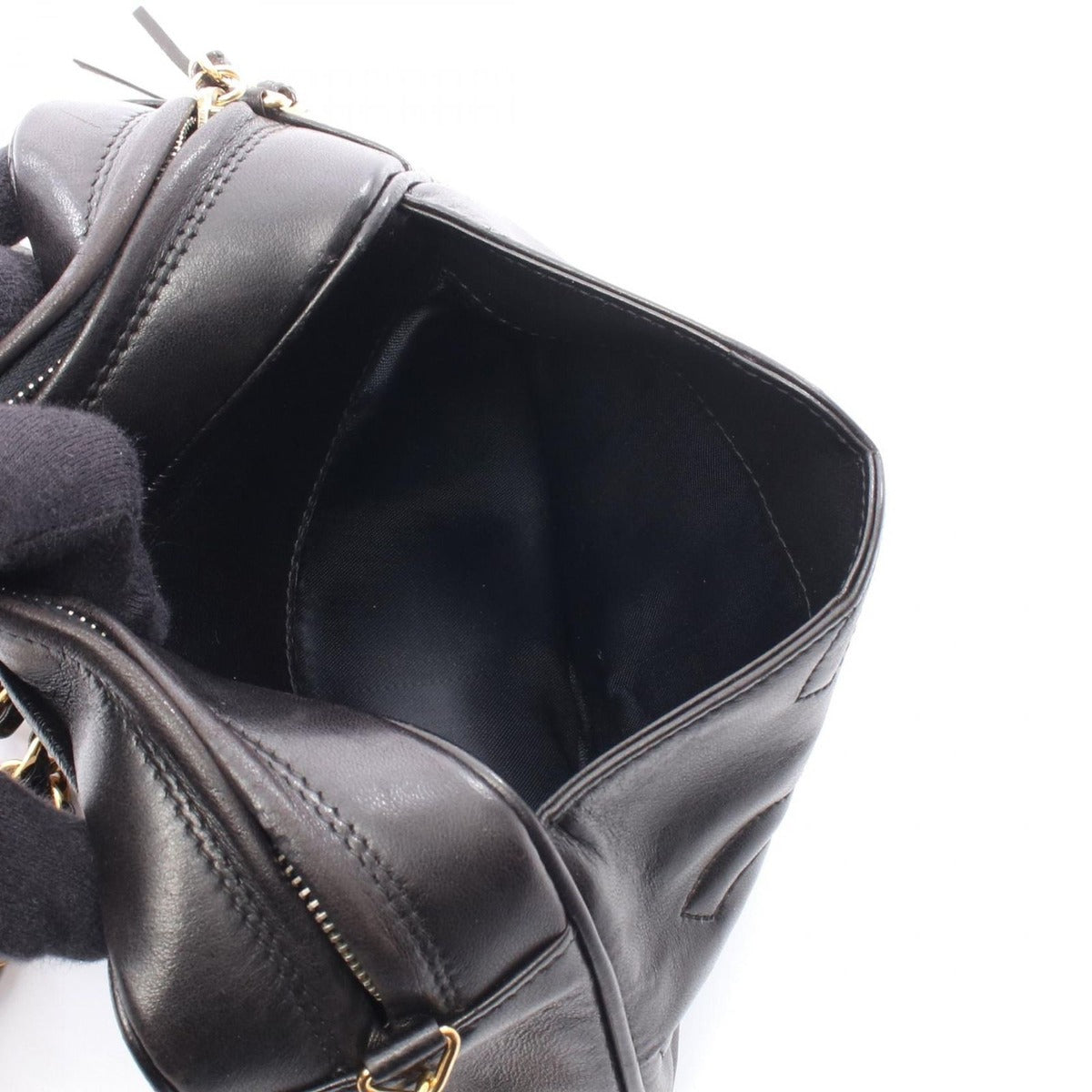 Chanel Shoulder Bag Triple CC Logo Black Lambskin Coco Fringe Mini — view 6