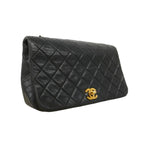 Chanel Shoulder Bag Quilted Lambskin Black Gold — view 2
