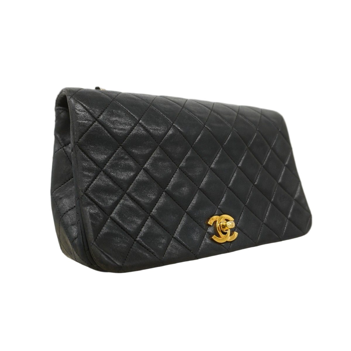 Chanel Shoulder Bag Quilted Lambskin Black Gold — view 2