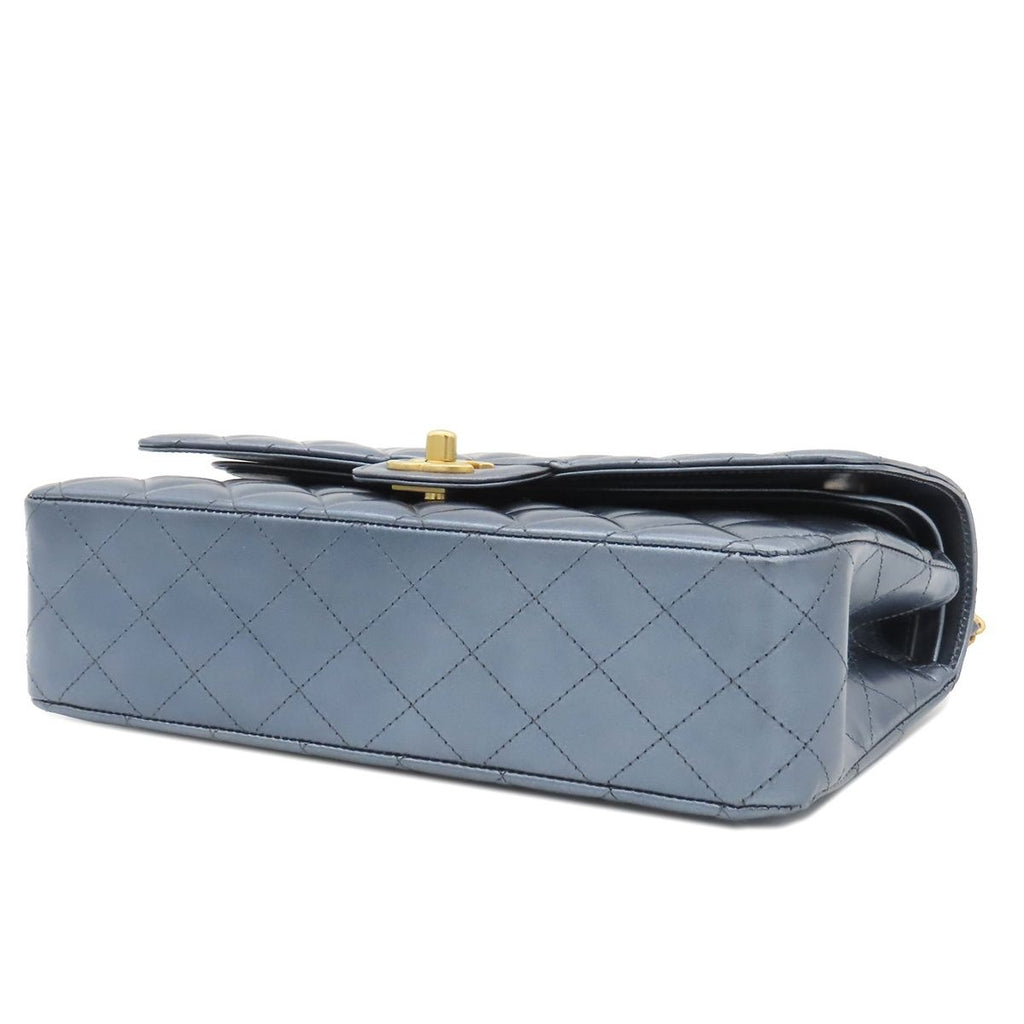 Chanel Shoulder Bag Metallic Blue Gold Calfskin Quilted 25 Double Flap Chain — view 3