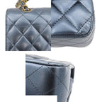 Chanel Shoulder Bag Metallic Blue Gold Calfskin Quilted 25 Double Flap Chain — view 6