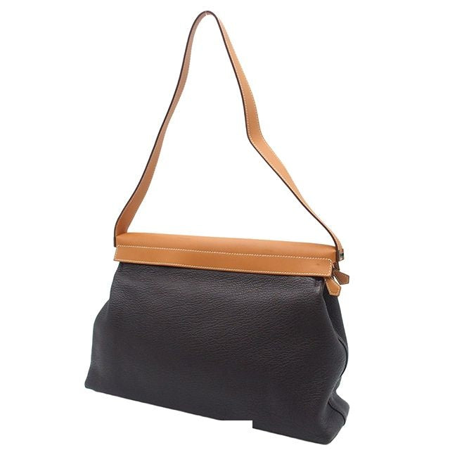 Hermes Yo Ebene Natural Silver Buffalo Skipper Chamonix Crinoline Shoulder Bag — view 2
