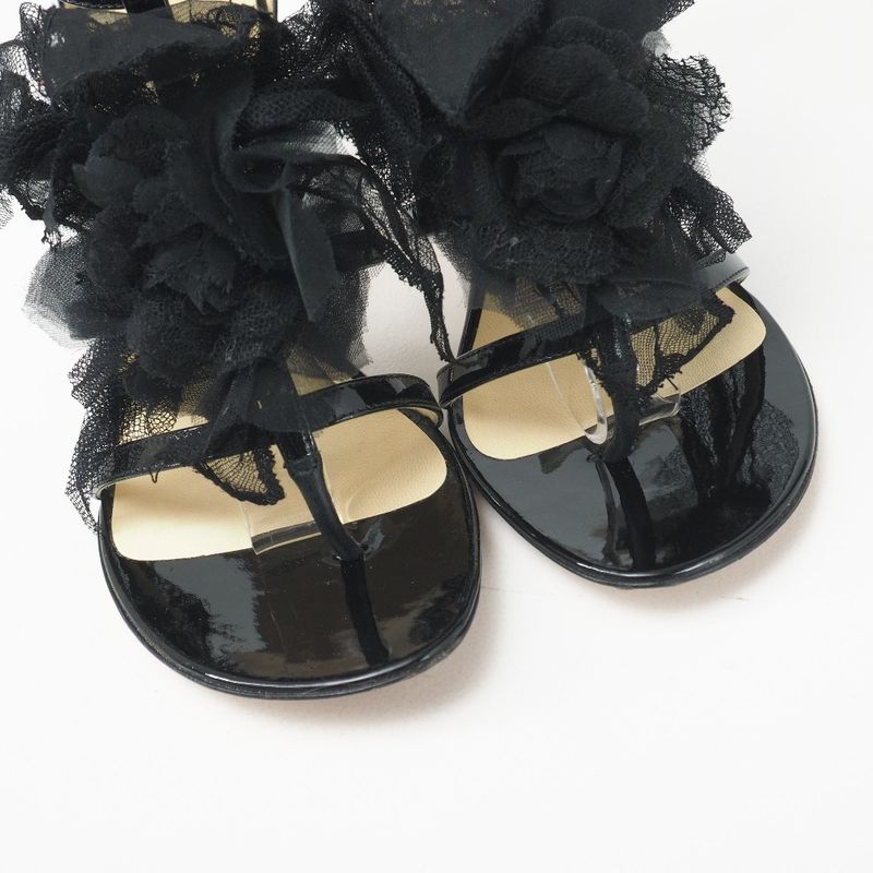 Chanel Sandals Size 35.5 Lace Shoes Ankle Strap Thong Mules CC Logo — view 2