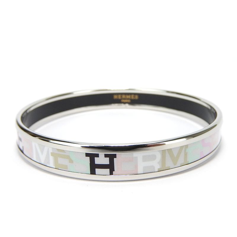 Hermes Bangle Emile PM Enamel Metal Multicolor Light Gray Silver Hardware — view 3