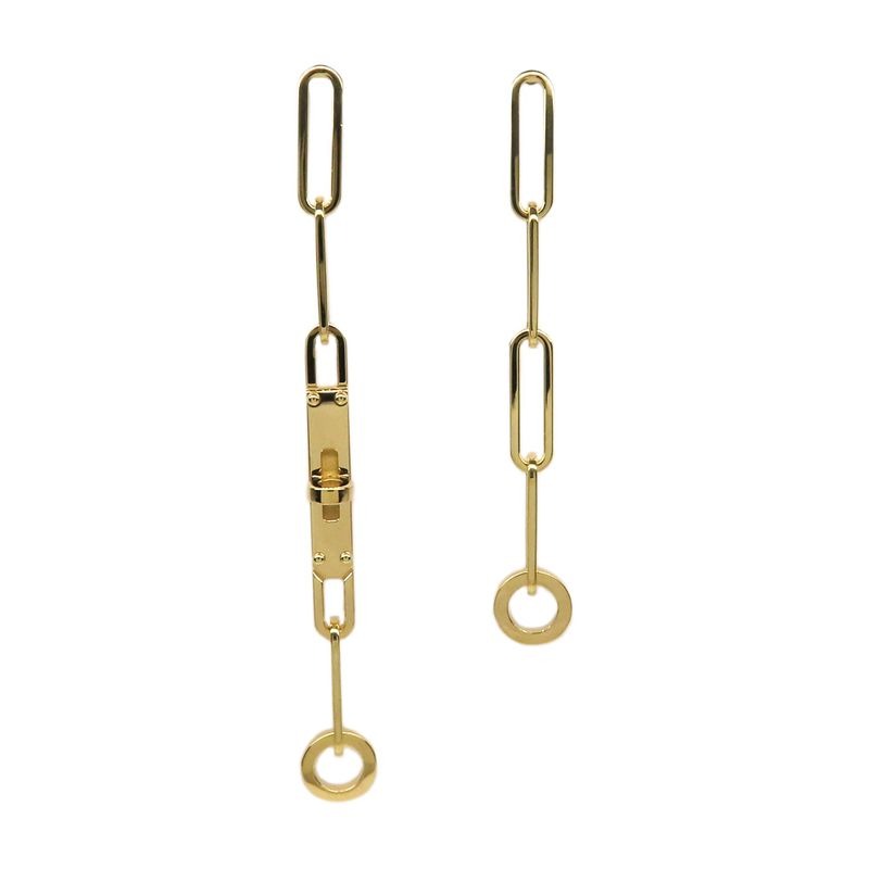 Hermes Earrings Kelly Chaine AU 750 18K Yellow Gold Pair — view 2