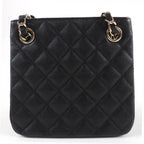 Chanel Caviar Leather Quilted CC Logo Mini Bucket Chain Shoulder Bag Black Gold — view 3