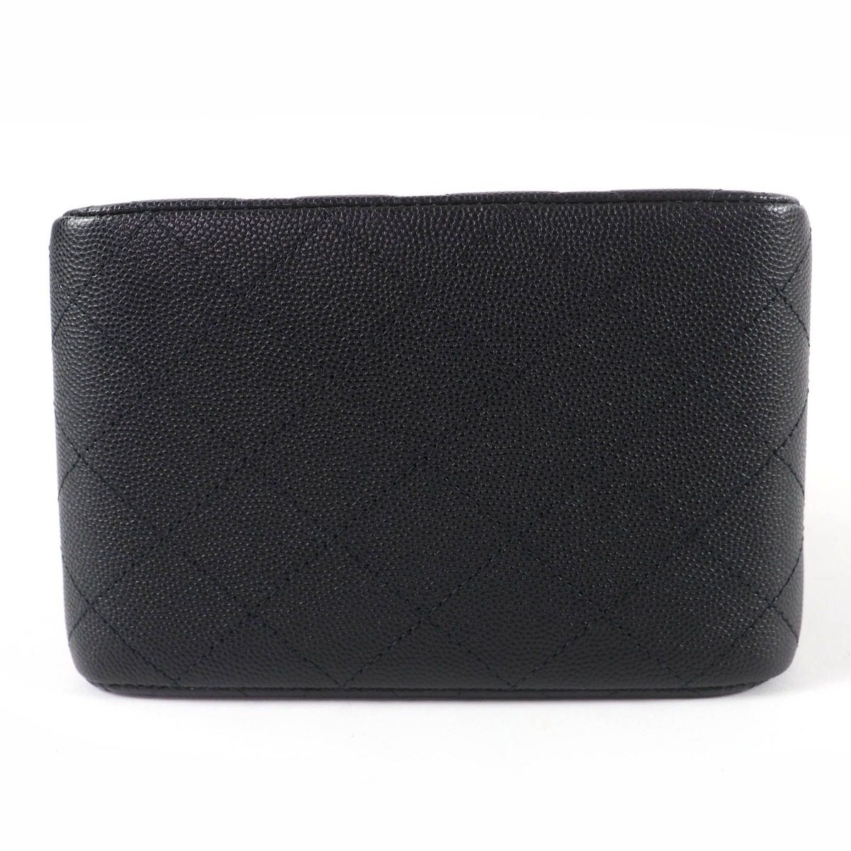 Chanel Caviar Leather Quilted CC Logo Mini Bucket Chain Shoulder Bag Black Gold — view 4