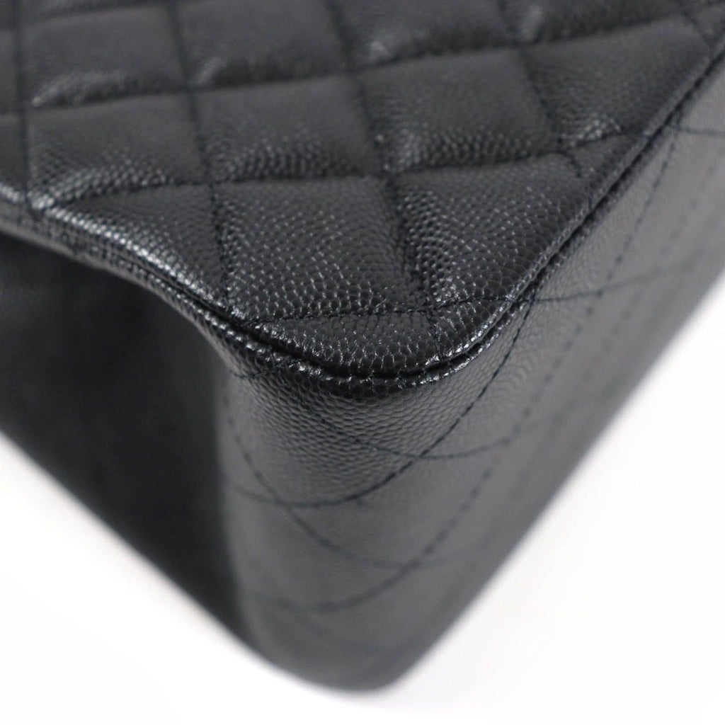 Chanel Caviar Leather Quilted CC Logo Mini Bucket Chain Shoulder Bag Black Gold — view 8