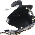 Chanel Caviar Leather Quilted CC Logo Mini Bucket Chain Shoulder Bag Black Gold — view 9