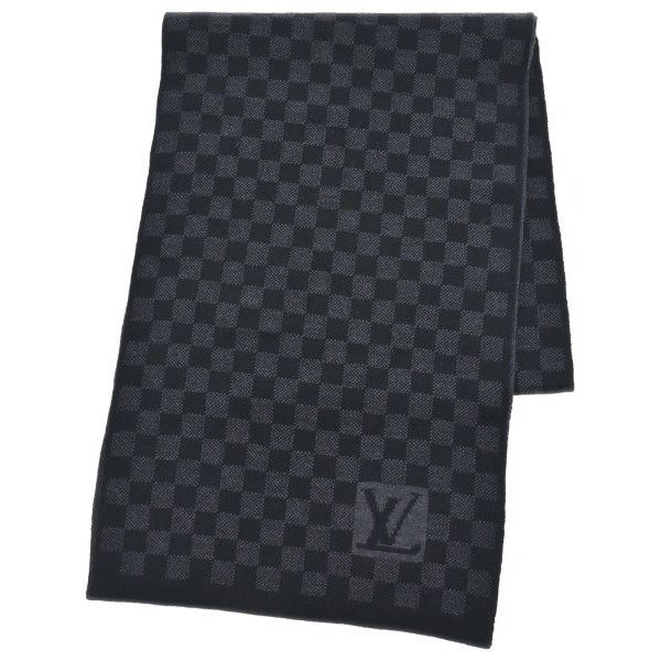 Louis Vuitton Scarf Wool Black Gray X