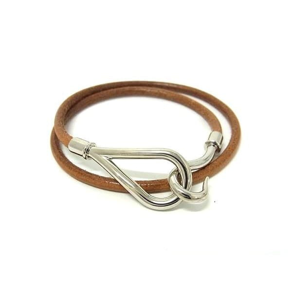 Hermes Bracelet Choker Jumbo Brown Leather 2 row Double Tour Silver — view 2