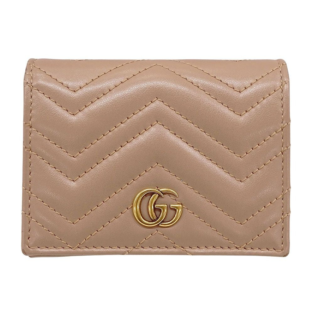 Gucci Wallet Bifold Leather Pink Beige Petit Marmont