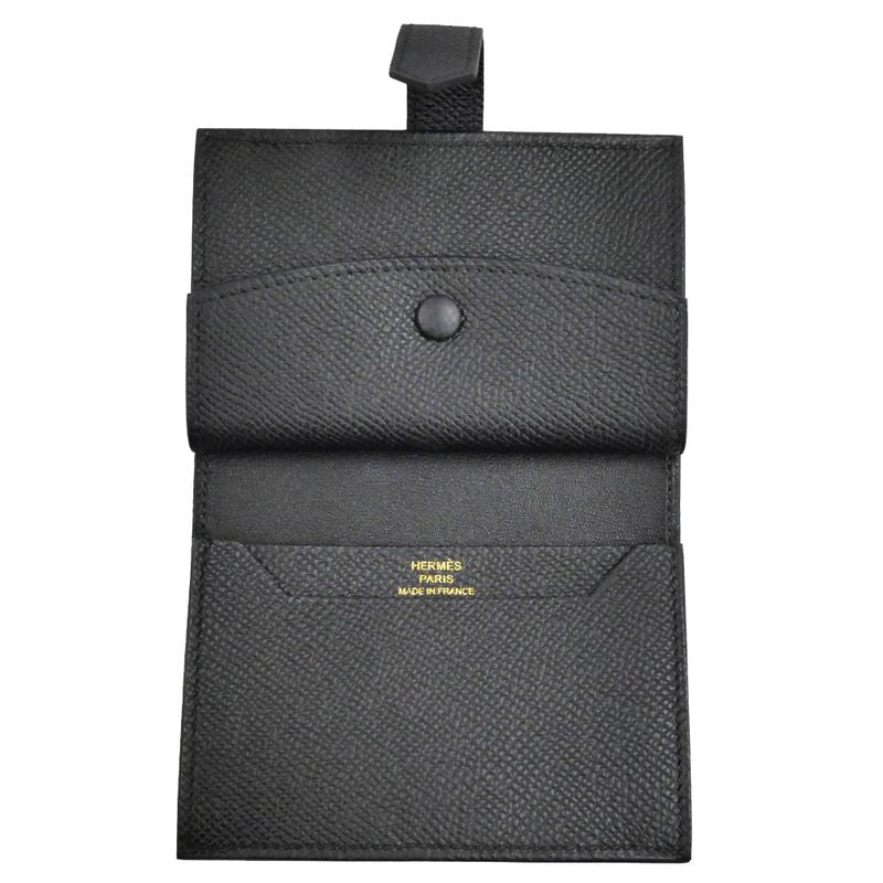Hermes Bearn Mini Bifold Wallet Black Gold Hardware Veau Epsom Noir — view 7