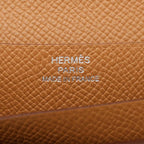 Hermes Long Wallet Bearn Souffle Vaux Epson Gold Silver Hardware Brown — view 8