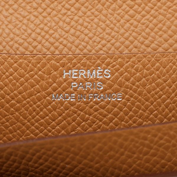 Hermes Long Wallet Bearn Soufflet Veau Epsom Gold Silver Hardware Brown