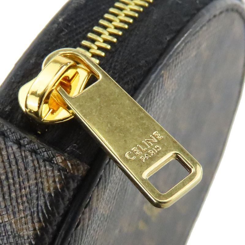 Celine Coin Case Triomphe 10 D222 Bq3.38 no Leather Black Brown Gold Hardware — view 7
