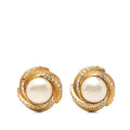 Chanel Earrings Gold Plated Faux Pearl Rhinestone