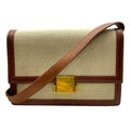 Saint Laurent Paris Belle Chasse Shoulder Bag Logo Leather Canvas