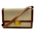 Saint Laurent Paris Belle Chasse Shoulder Bag Logo Leather Canvas