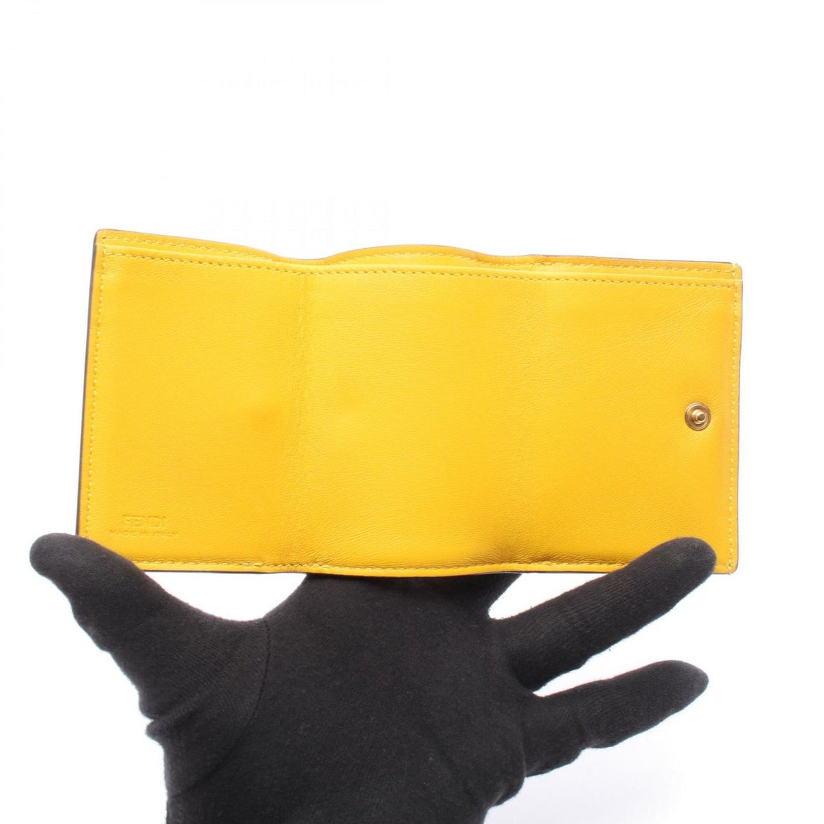 Fendi Trifold Wallet Baguette Micro Yellow Leather — view 3