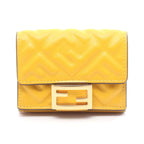 Fendi Trifold Wallet Baguette Micro Yellow Leather