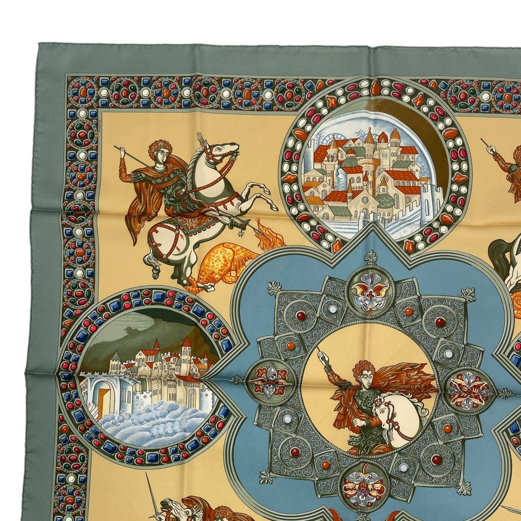 Hermes Scarf Silk Carre 90 le Triomphe du Paladin Victory of the Knights — view 2