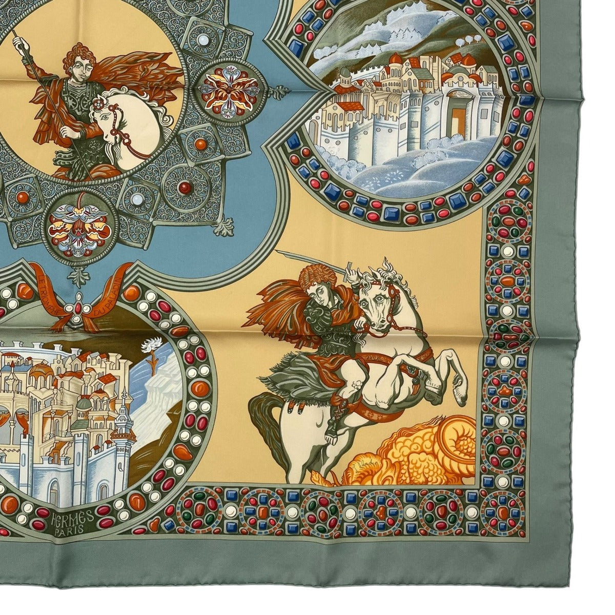 Hermes Scarf Silk Carre 90 le Triomphe du Paladin Victory of the Knights — view 5