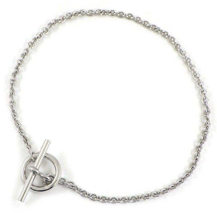 Hermes Bracelet Echappee Toggle Motif Mini Chaine D'ancre 18k White Gold