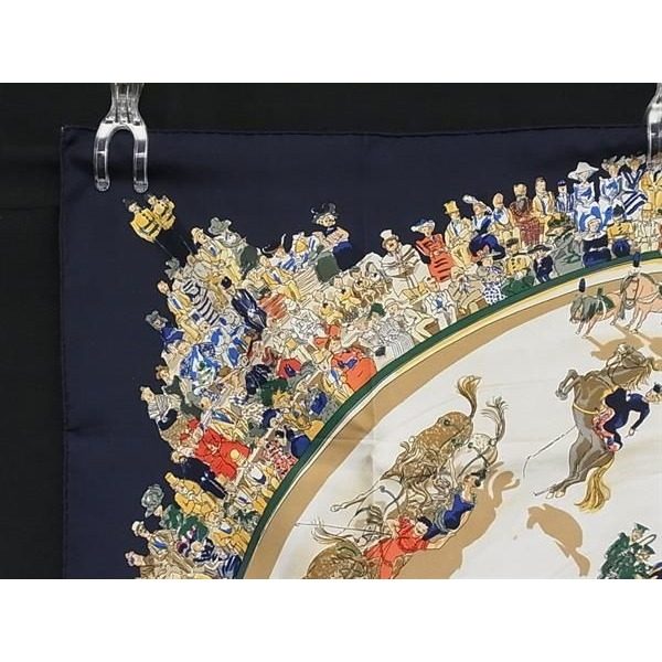 Hermes Cirque Molier Carre 90 Silk Large Scarf Navy Multicolor — view 3