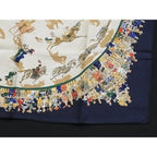 Hermes Cirque Molier Carre 90 Silk Large Scarf Navy Multicolor — view 4