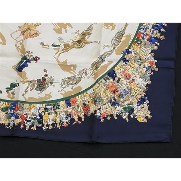 Hermes Cirque Molier Carre 90 Silk Large Scarf Navy Multicolor — view 4